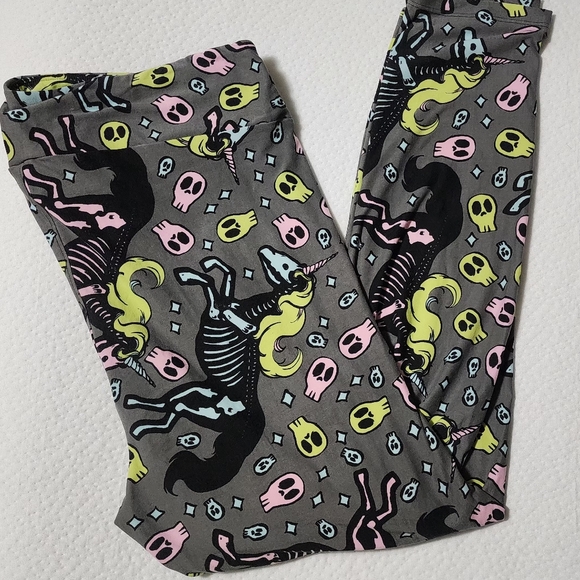 Lularoe TC2 Leggings Halloween Skeleton unicorn - Picture 3 of 3